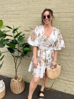Short Puff Sleeve Floral Print Mini Dress