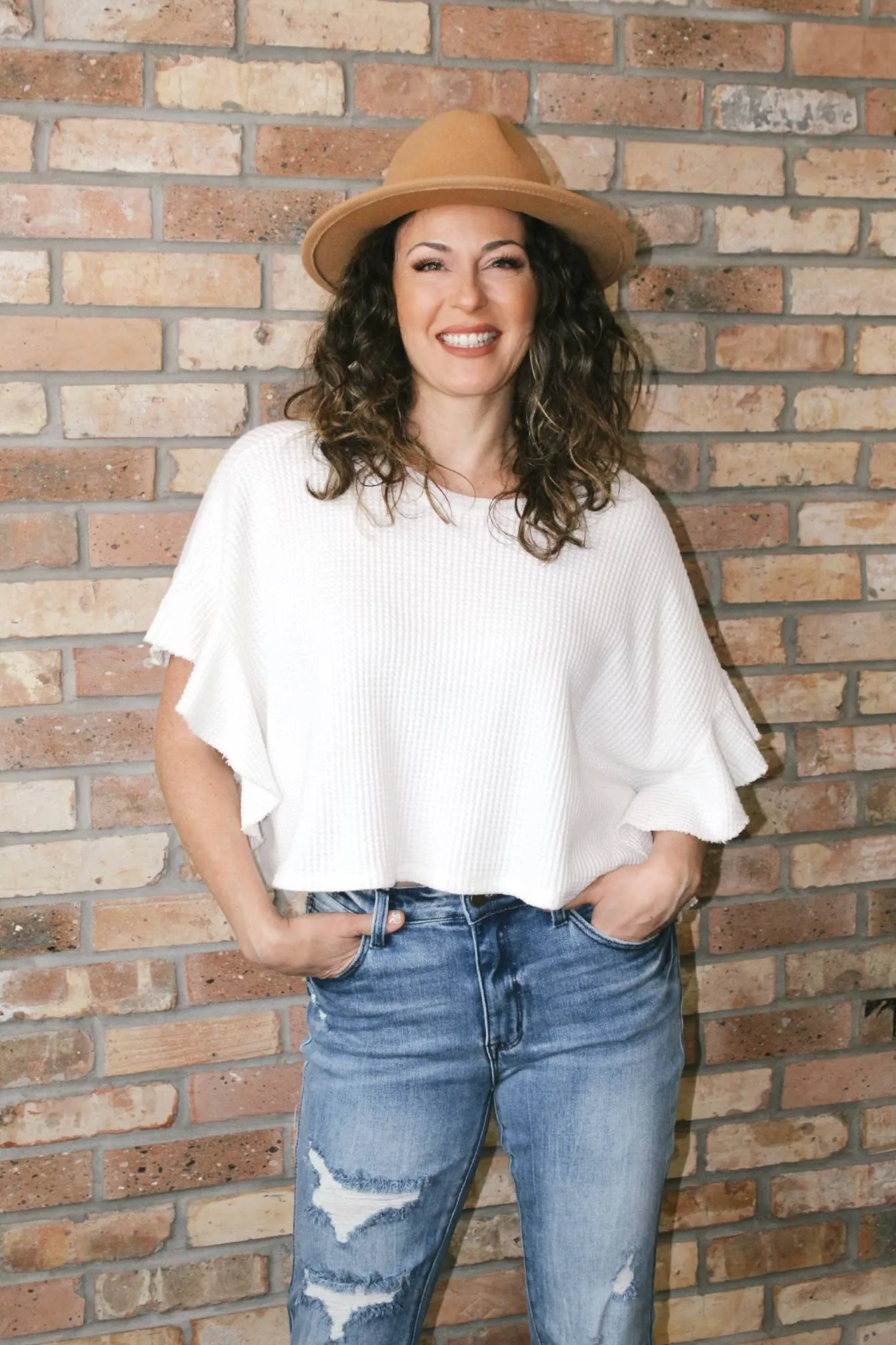 Sienna Ruffled Waffle Cropped Top