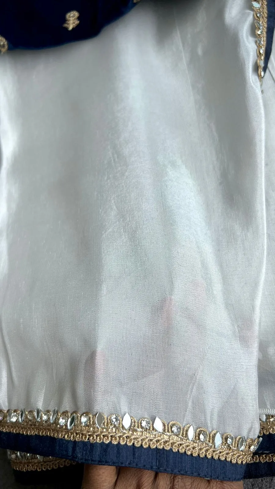 Silver tissue saree with velvet embroidery blouse