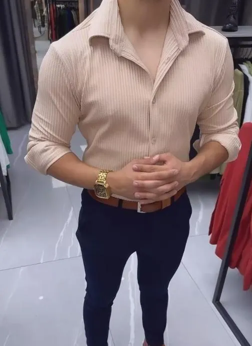 Sporty Striped Cotton Long Sleeve Shirt