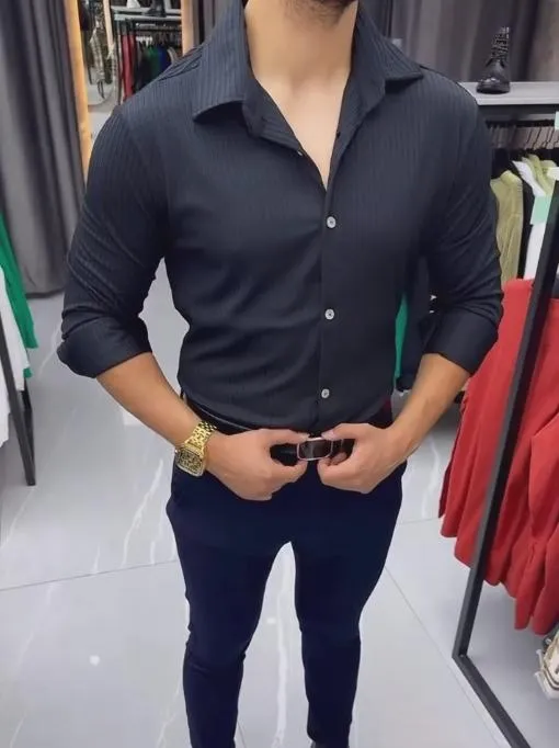 Sporty Striped Cotton Long Sleeve Shirt
