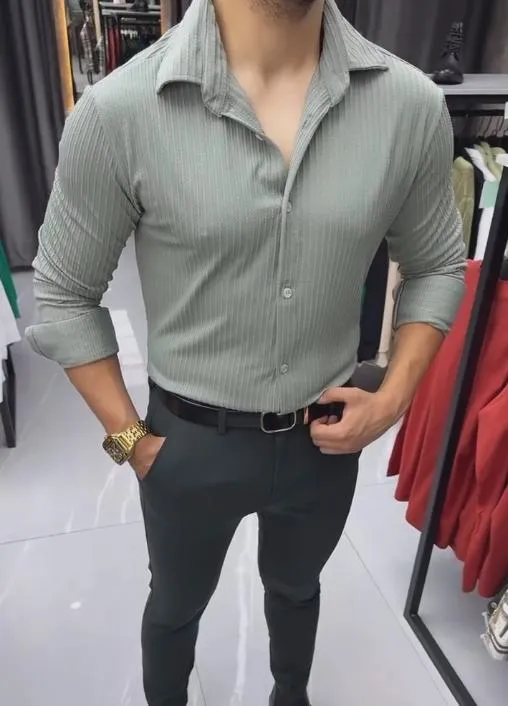 Sporty Striped Cotton Long Sleeve Shirt
