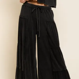 Stone Black Flowy Bottoms