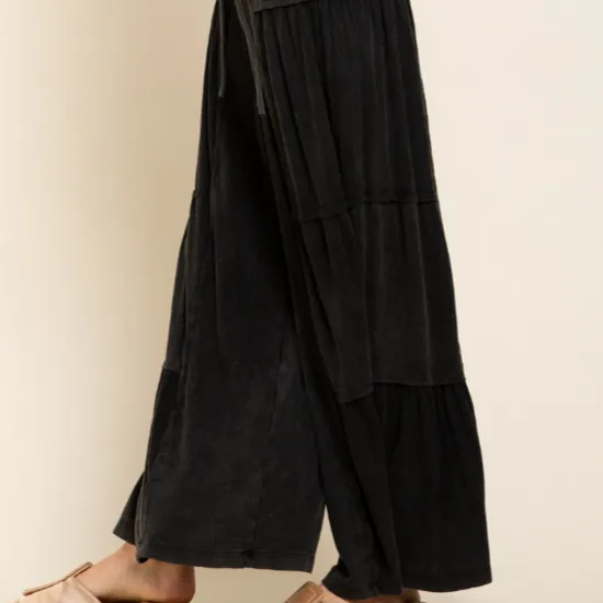 Stone Black Flowy Bottoms