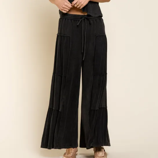 Stone Black Flowy Bottoms