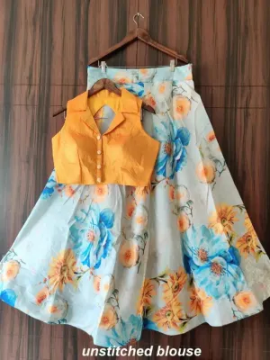Stylish Bangalori Satin Printed Lehenga Choli Set For Women