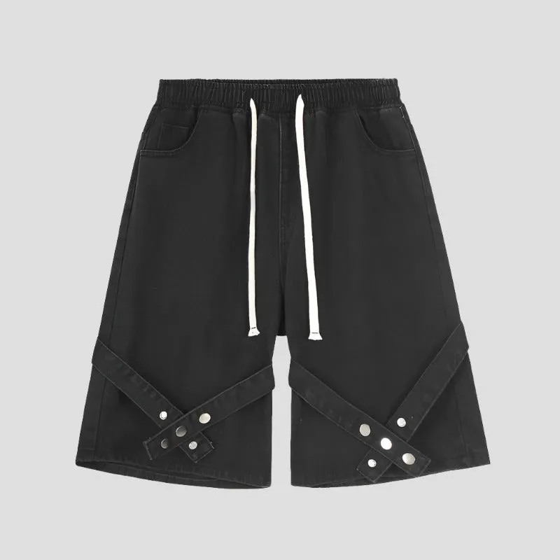 Stylish Black Cargo Shorts Straps