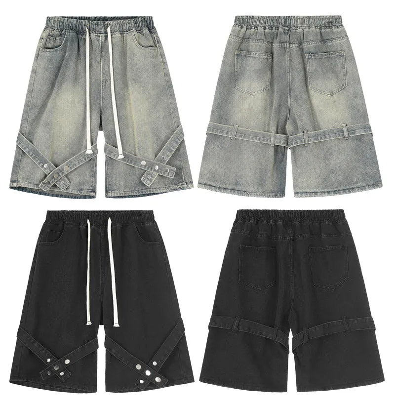 Stylish Black Cargo Shorts Straps