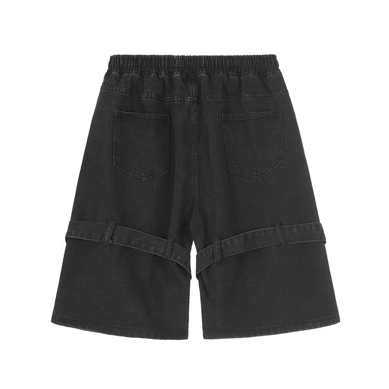 Stylish Black Cargo Shorts Straps