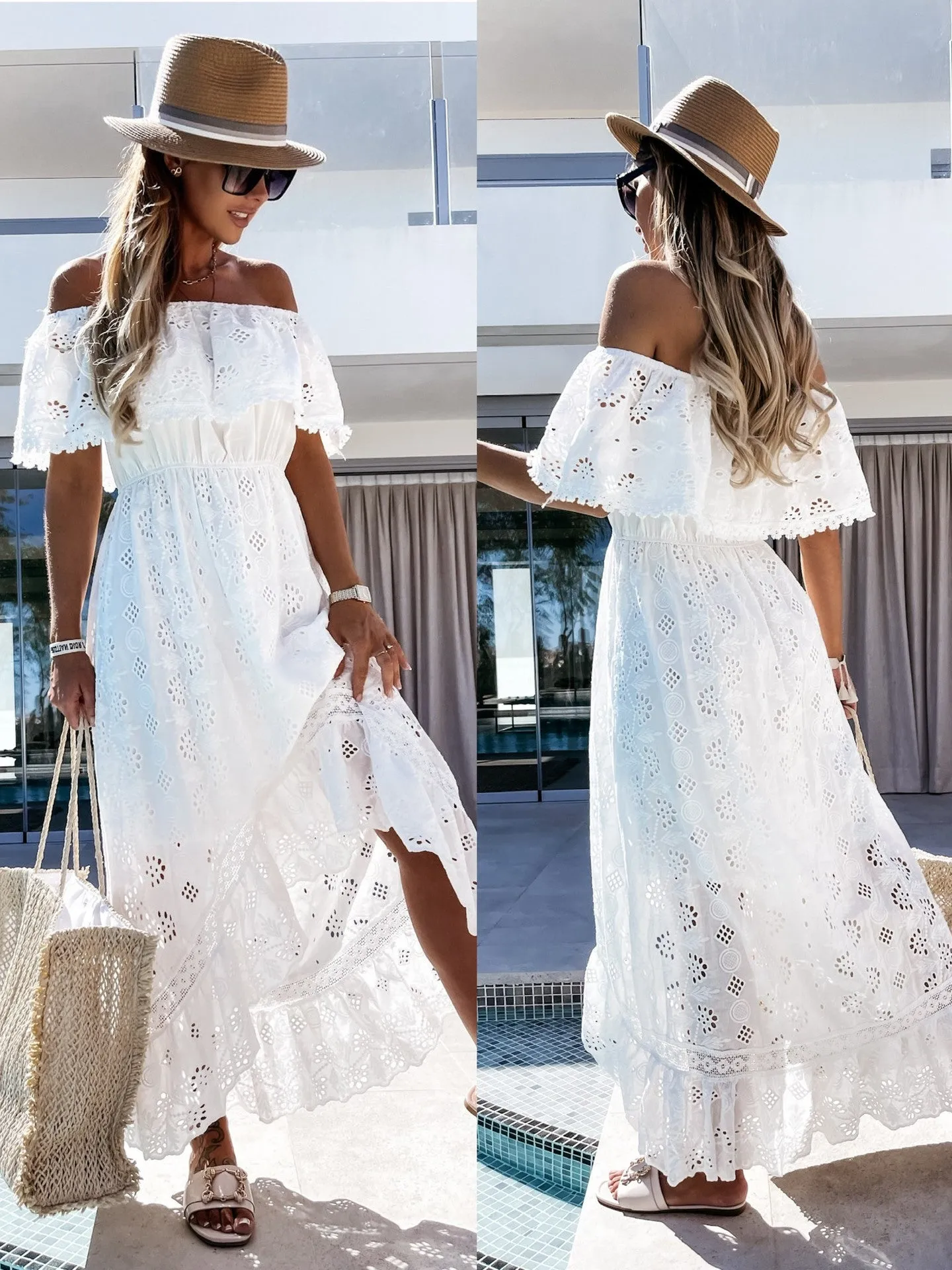 Summer White Dress For Woman Casual Beachwear Cover-ups Outfits