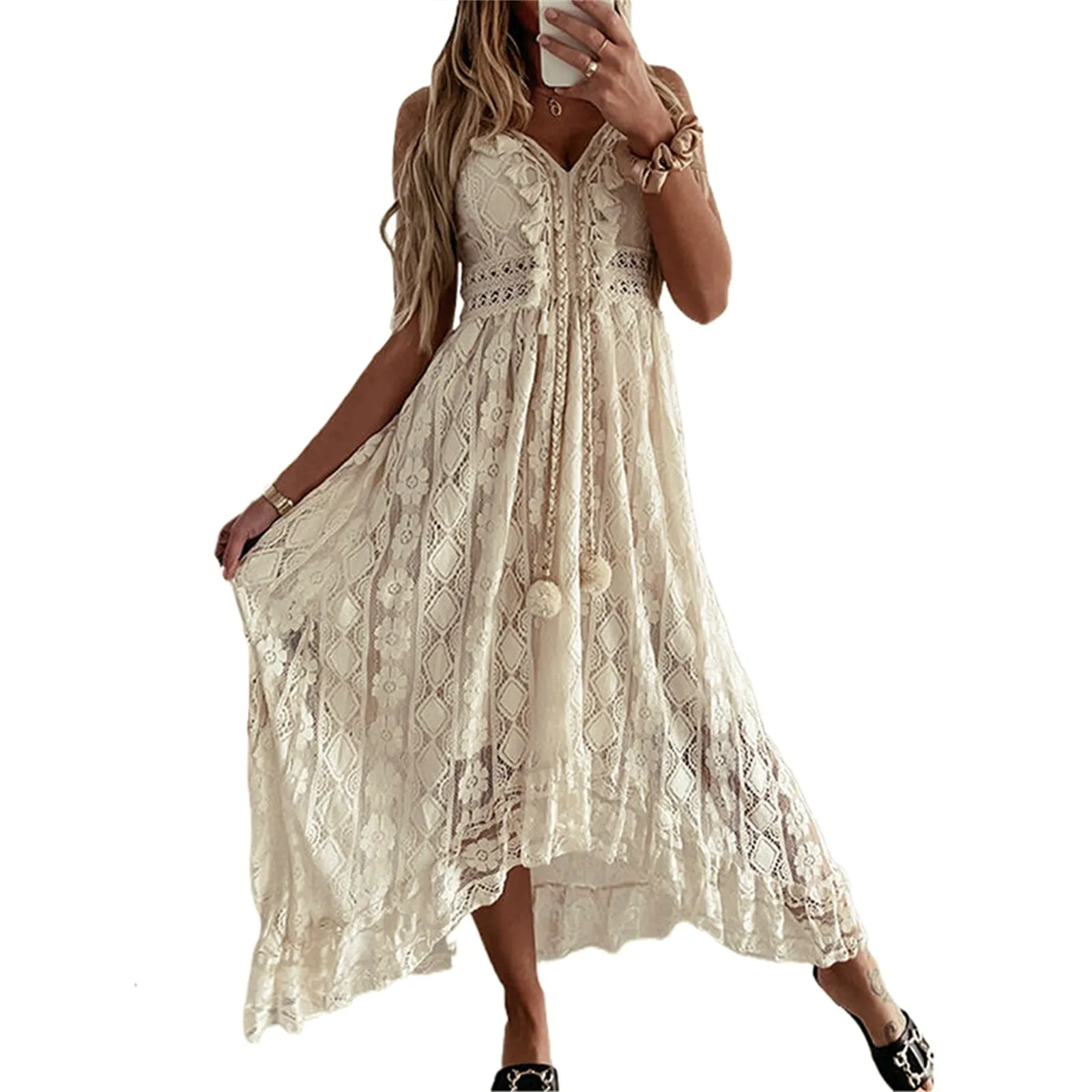 Summer White Dress For Woman Casual Beachwear Cover-ups Outfits