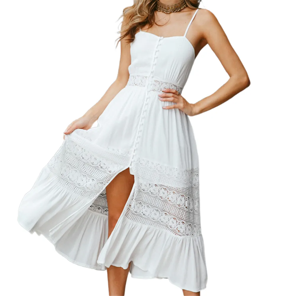 Summer White Dress For Woman Casual Beachwear Cover-ups Outfits