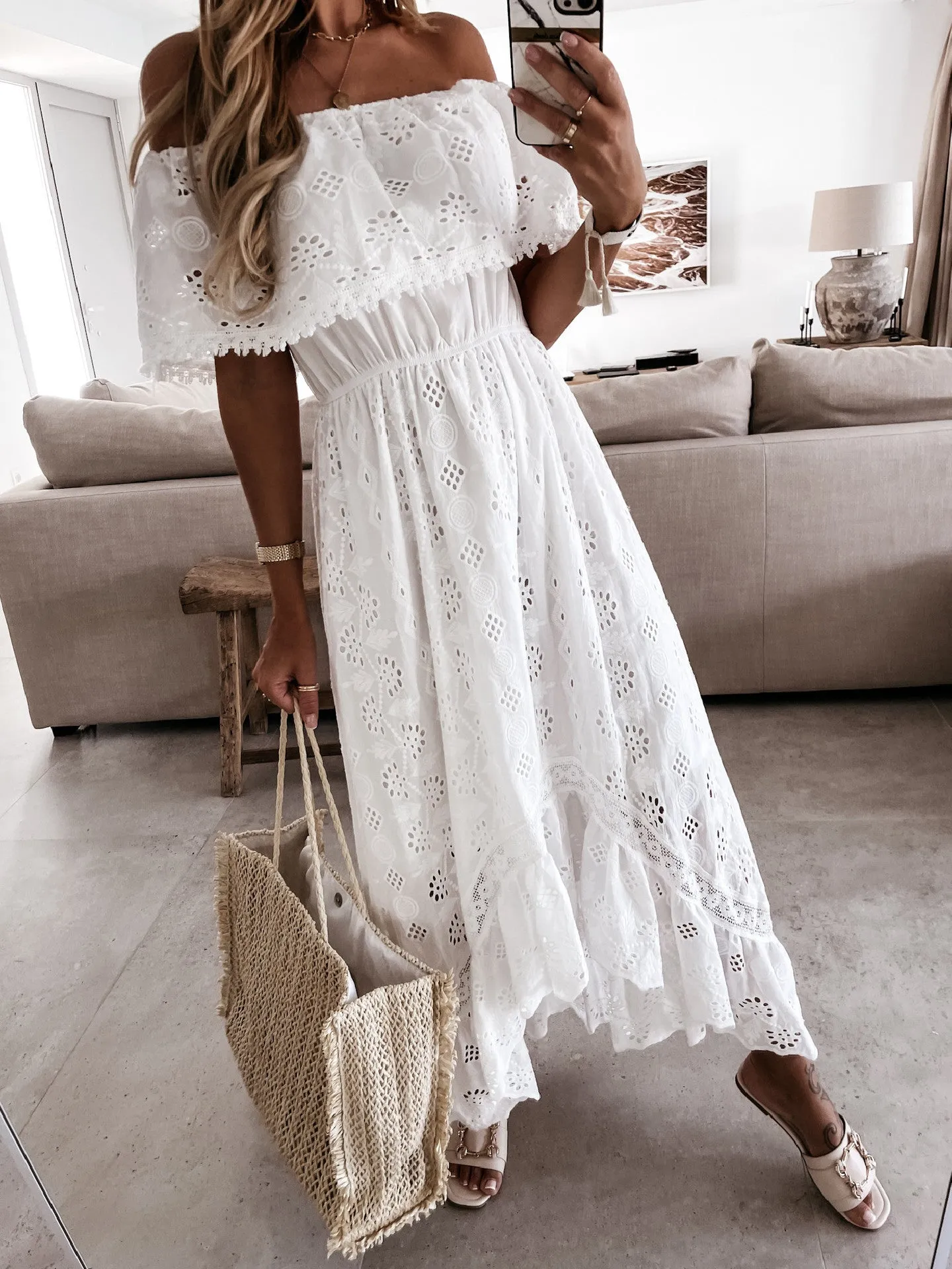 Summer White Dress For Woman Casual Beachwear Cover-ups Outfits