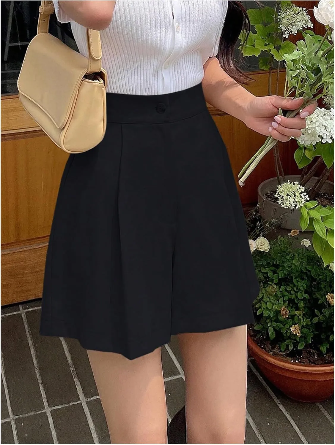 SweatyRocks Women's Wide Leg Shorts Pleated High Waisted Loose Casual Shorts