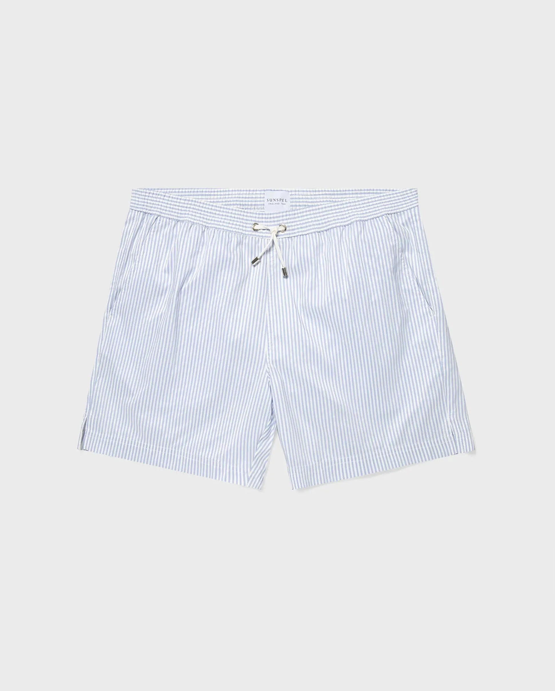 SWIM SHORT / WHITE COOL BLUE STRIPE
