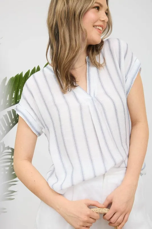 The Sharon Back Button Striped Top