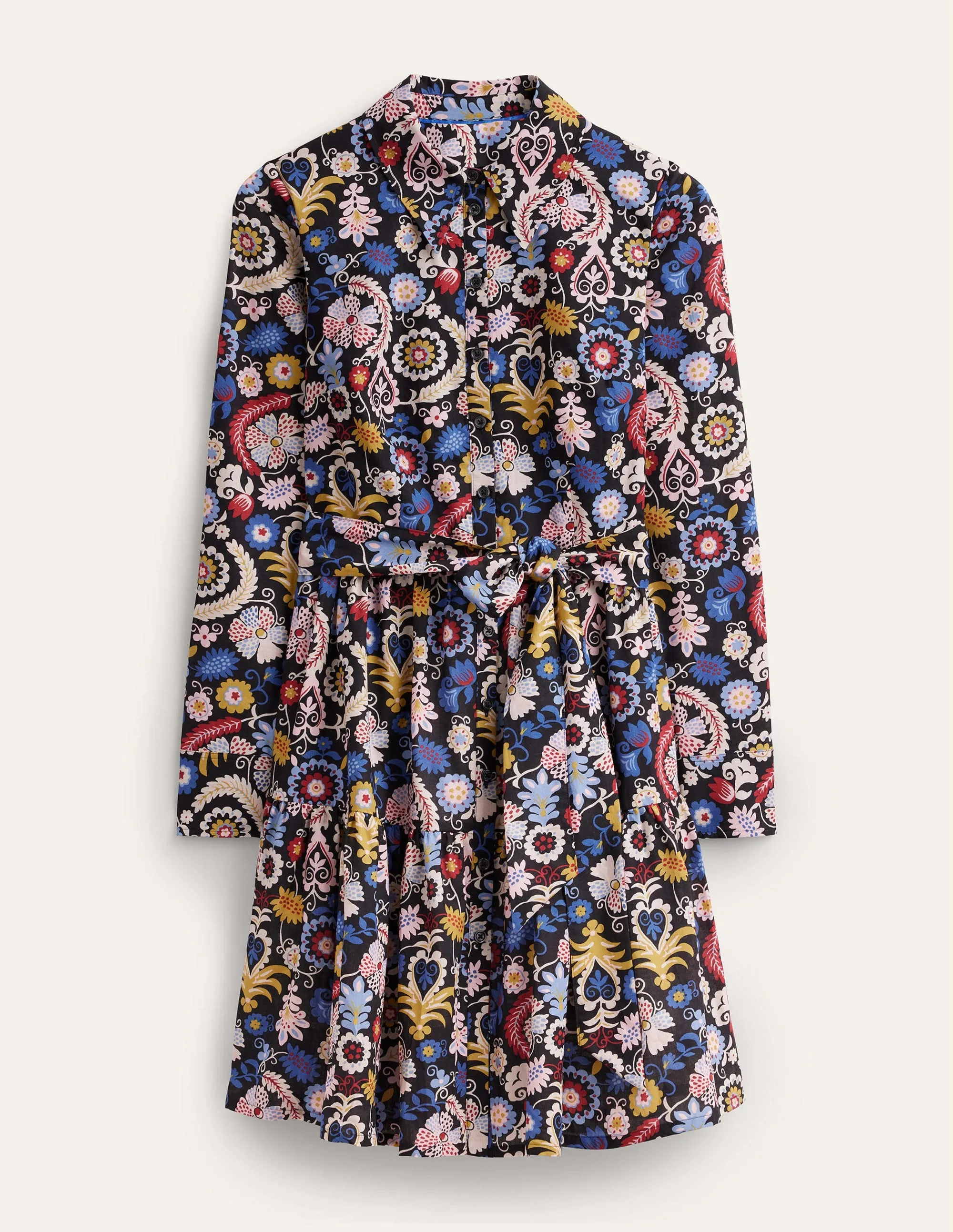 Tiered Cotton Mini Shirt Dress-Multi, Tropic Charm