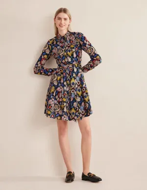 Tiered Cotton Mini Shirt Dress-Multi, Tropic Charm