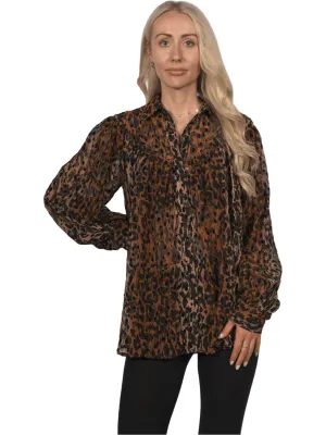 Topshop Women's Flocked Blouse - Animal Print
