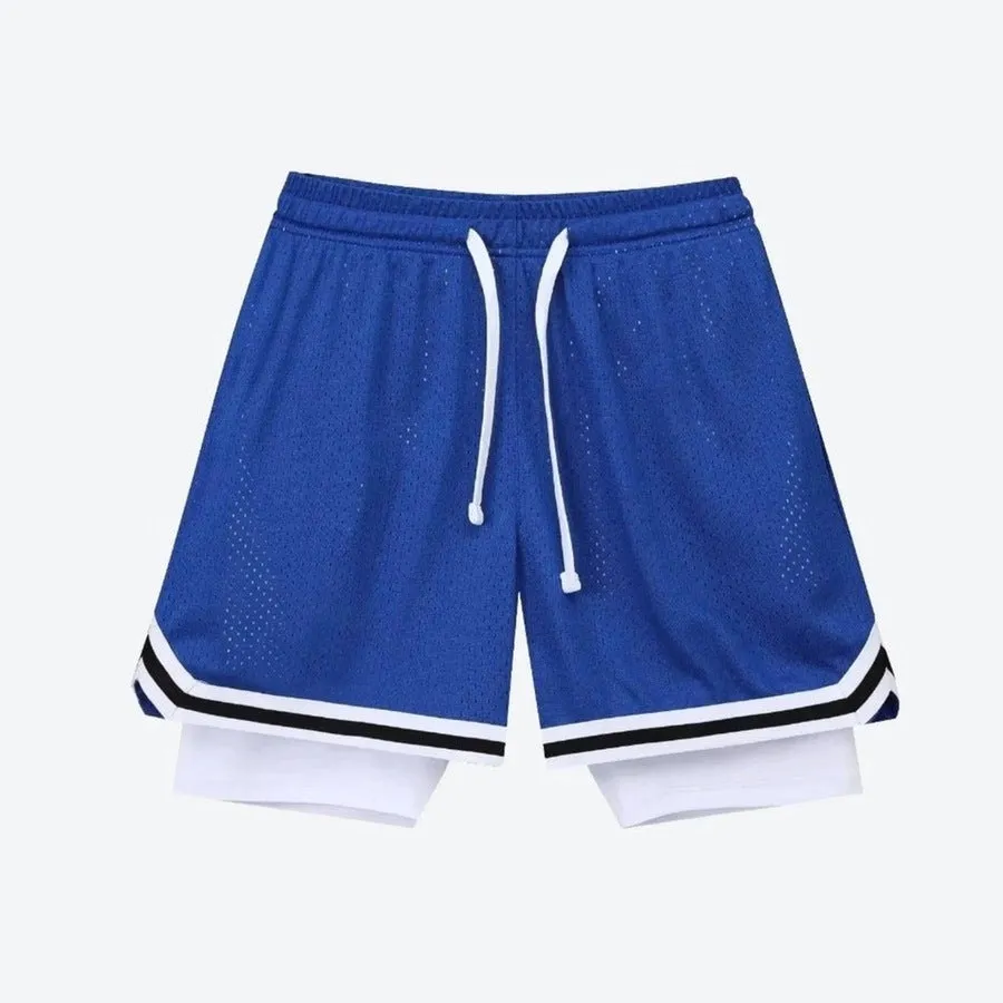 Trendy Two-Layer Basketball Mesh Shorts