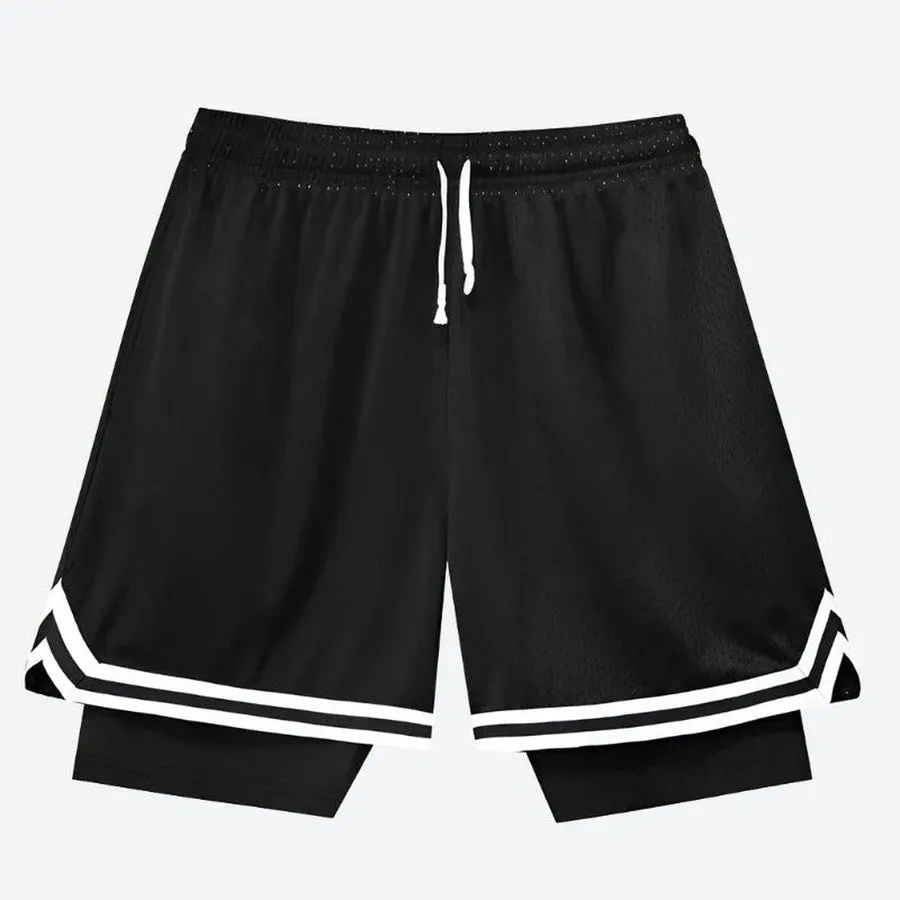 Trendy Two-Layer Basketball Mesh Shorts