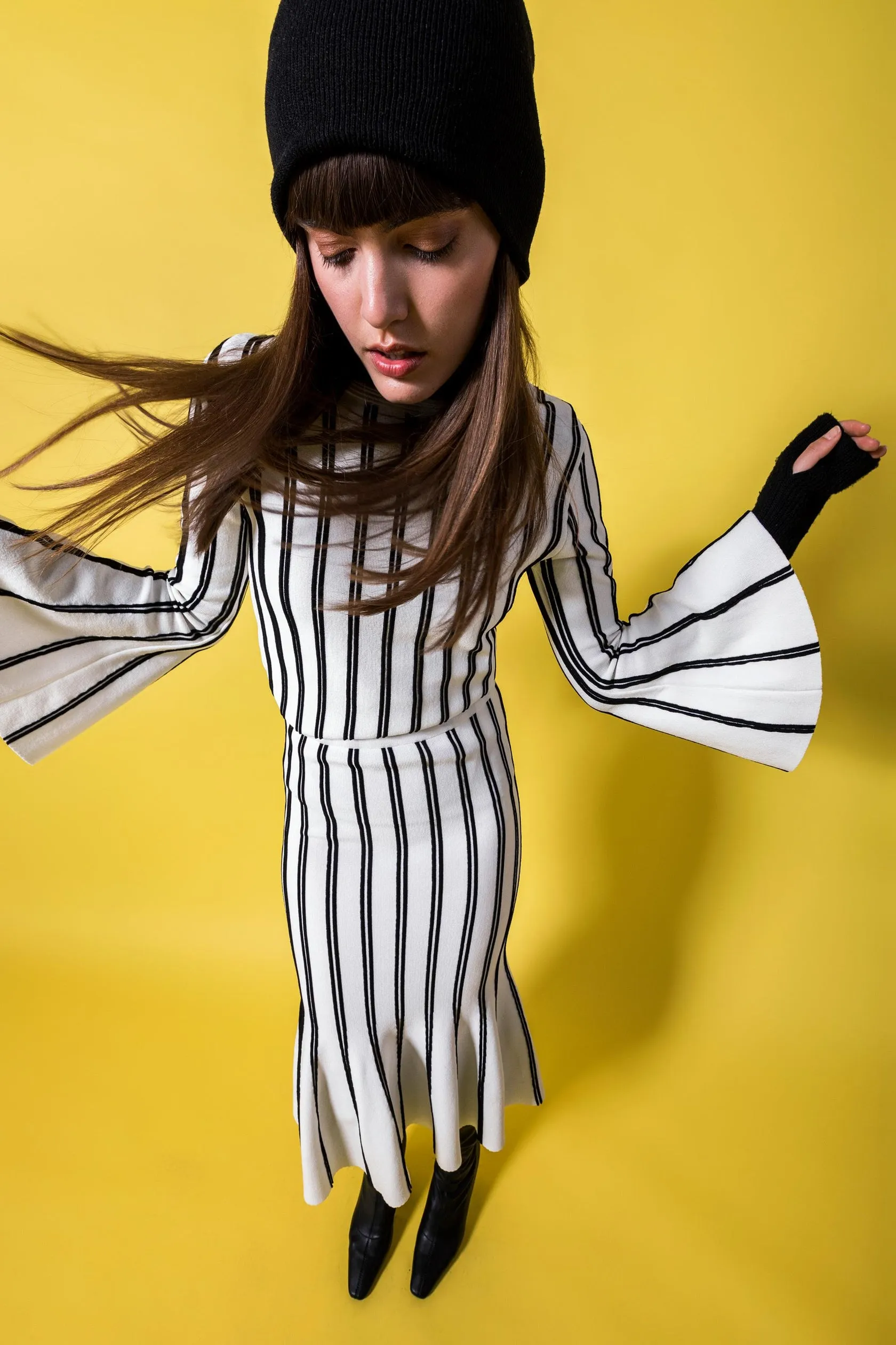 Tricot Striped Blouse Ivory