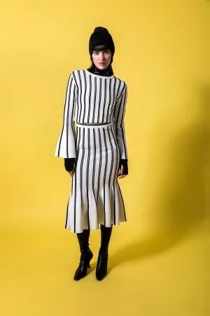 Tricot Striped Blouse Ivory