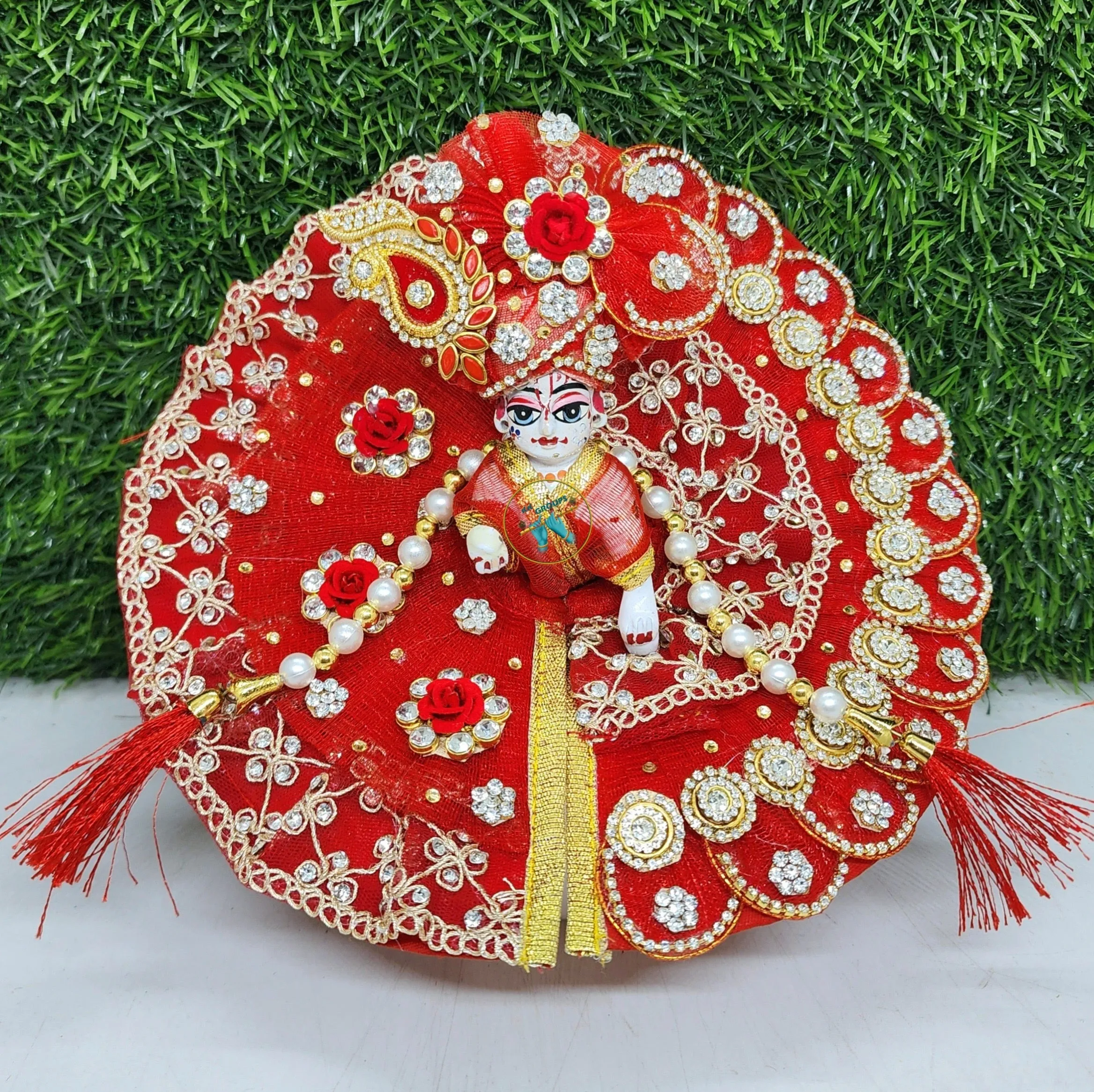 Valentine special full heavy and beautiful red dress for laddu gopal ji