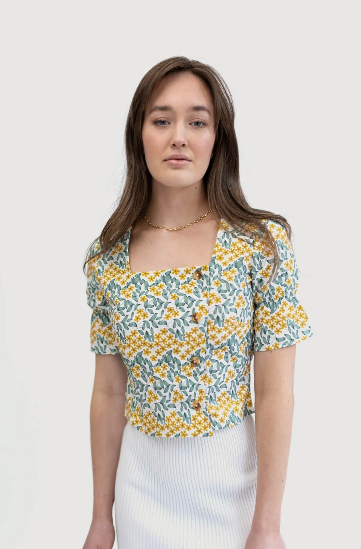 Vintage Charm Square Neck Blouse