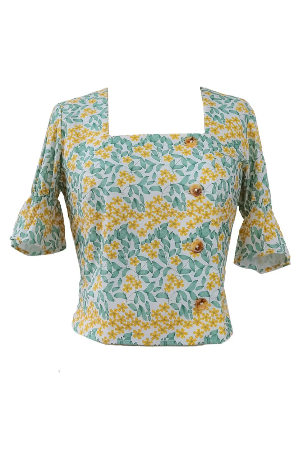 Vintage Charm Square Neck Blouse