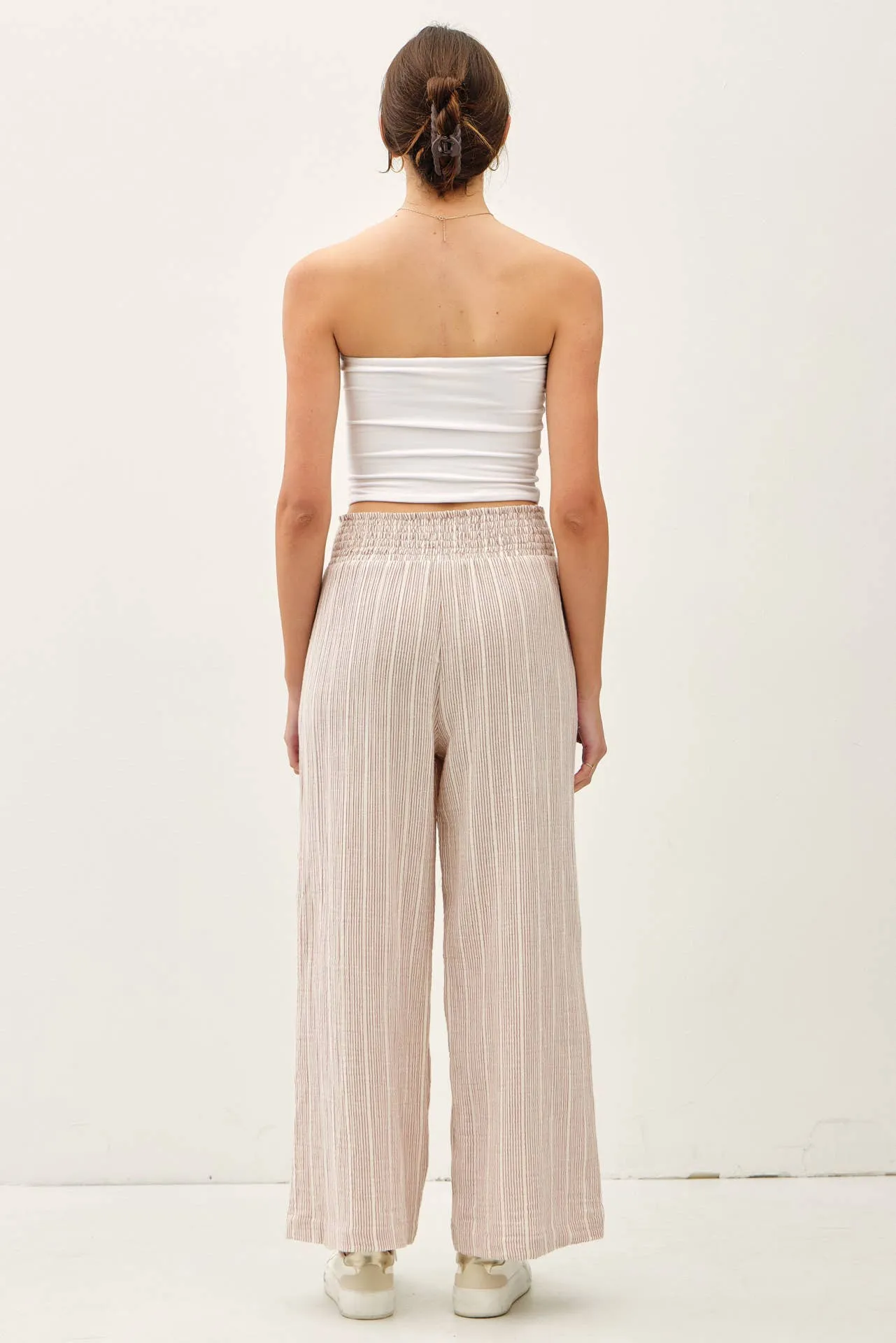 WARMER WEATHER PINSTRIPE GAUZE PANTS