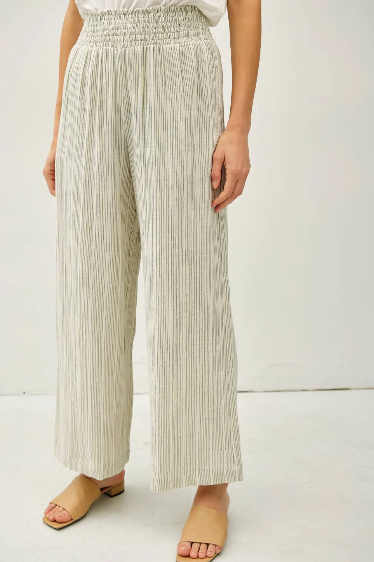 WARMER WEATHER PINSTRIPE GAUZE PANTS