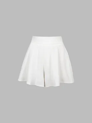 White High-waisted Pleated Shorts