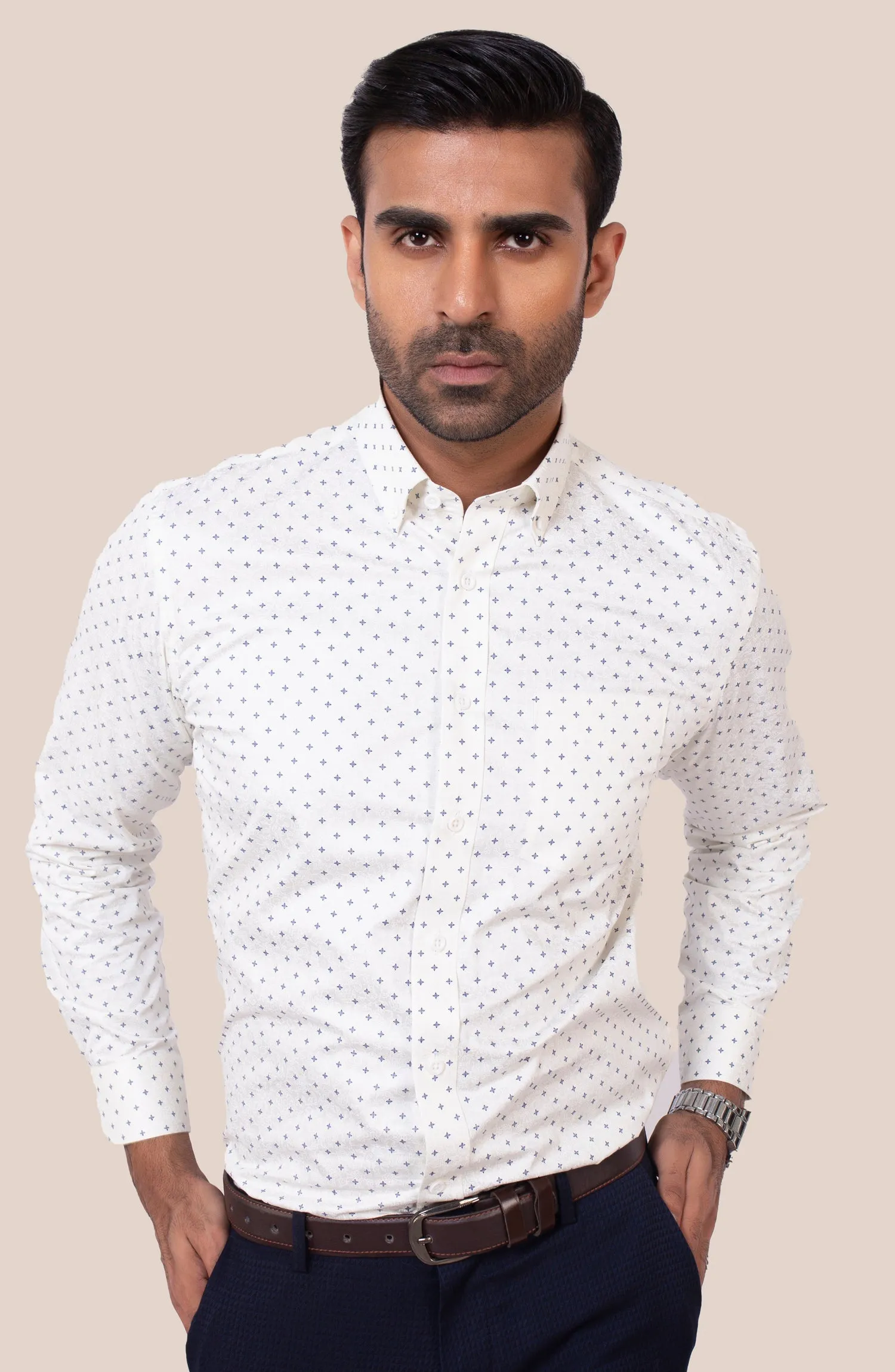 White Jacquard Shirt
