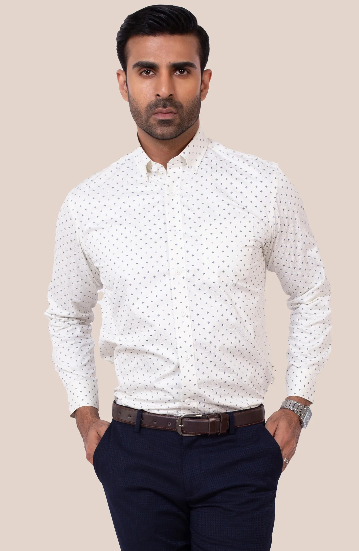 White Jacquard Shirt