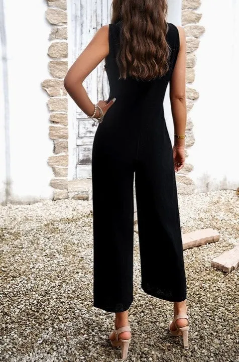 Wide Leg Sleeveless Jumpsuit