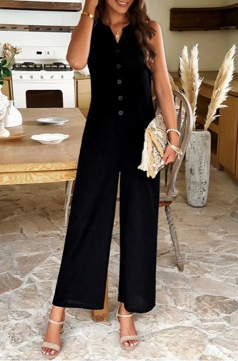 Wide Leg Sleeveless Jumpsuit