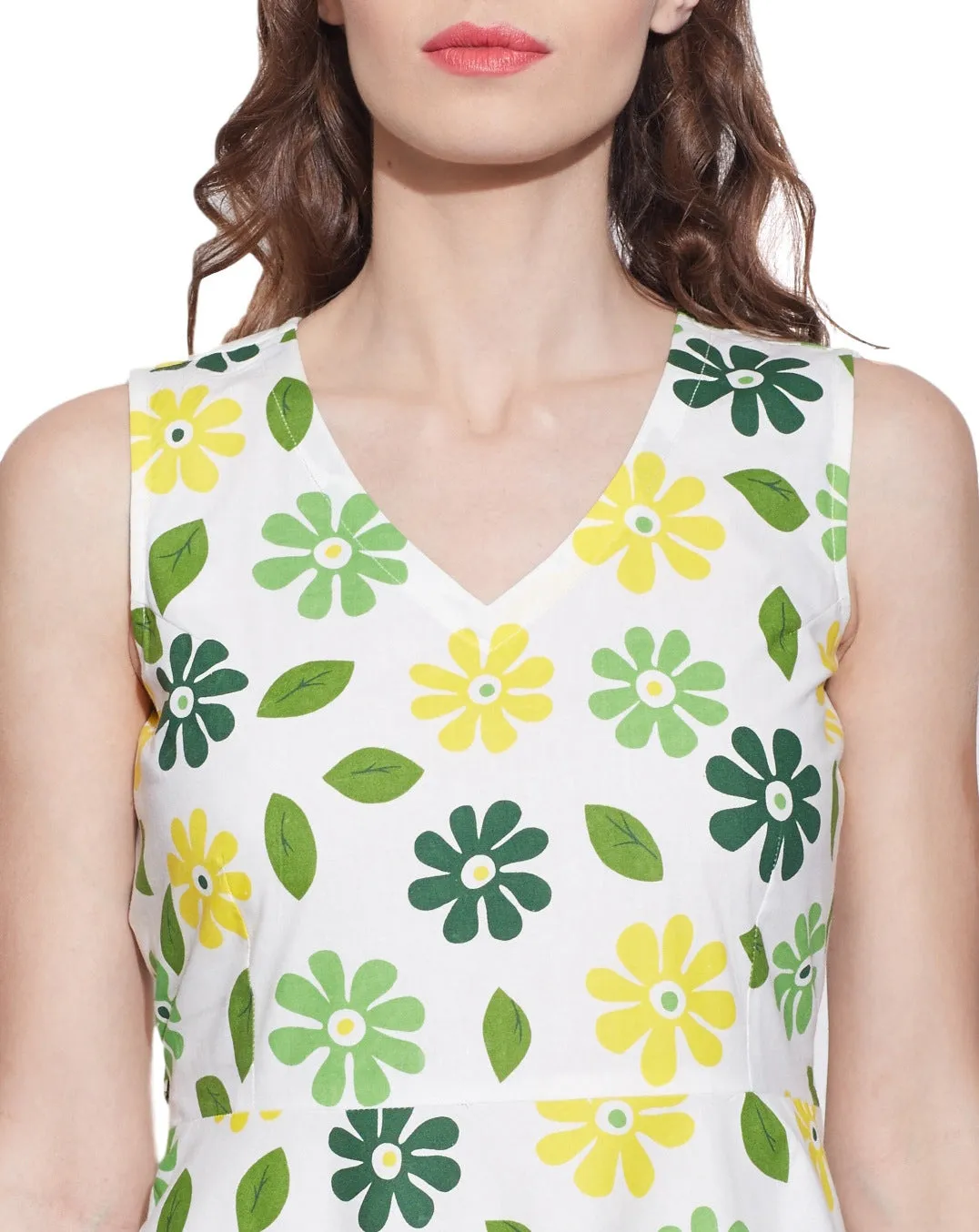 Women's Apparel Cotton Printed Dress,Machine Washable,W-CPD34-1613, Size-34 Inch