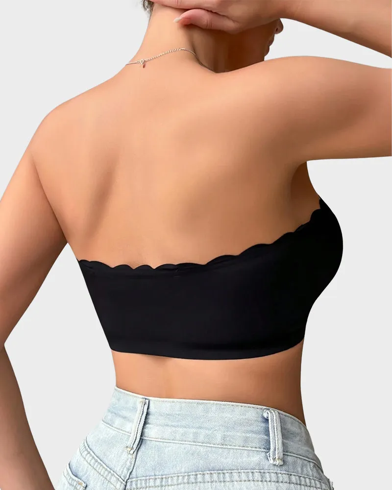 Women's Comfortable Breathable Scallop Trim Hook & Eye Front Bralette
