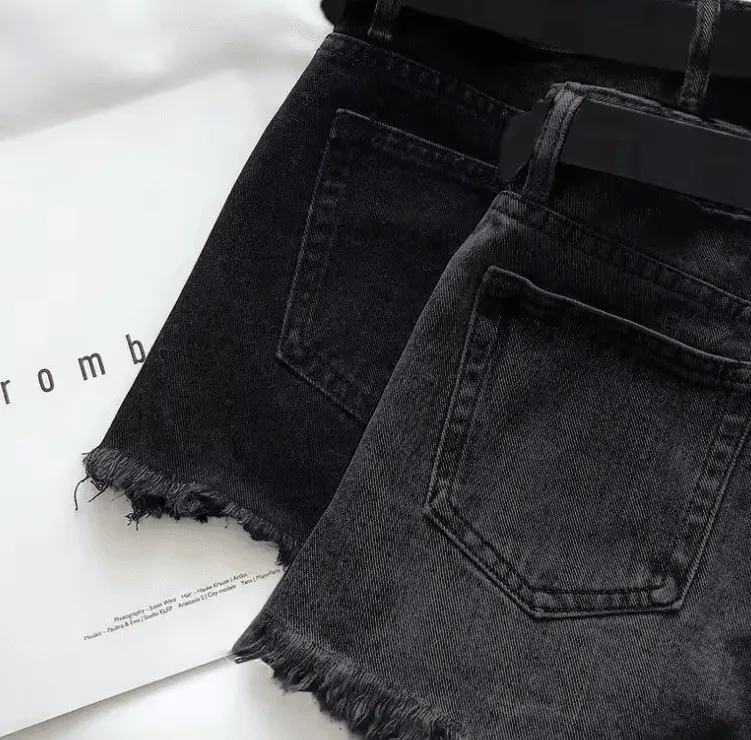 Women’s High-Waist Denim Shorts with Belt | Chic A-Line Jean Shorts for Summer