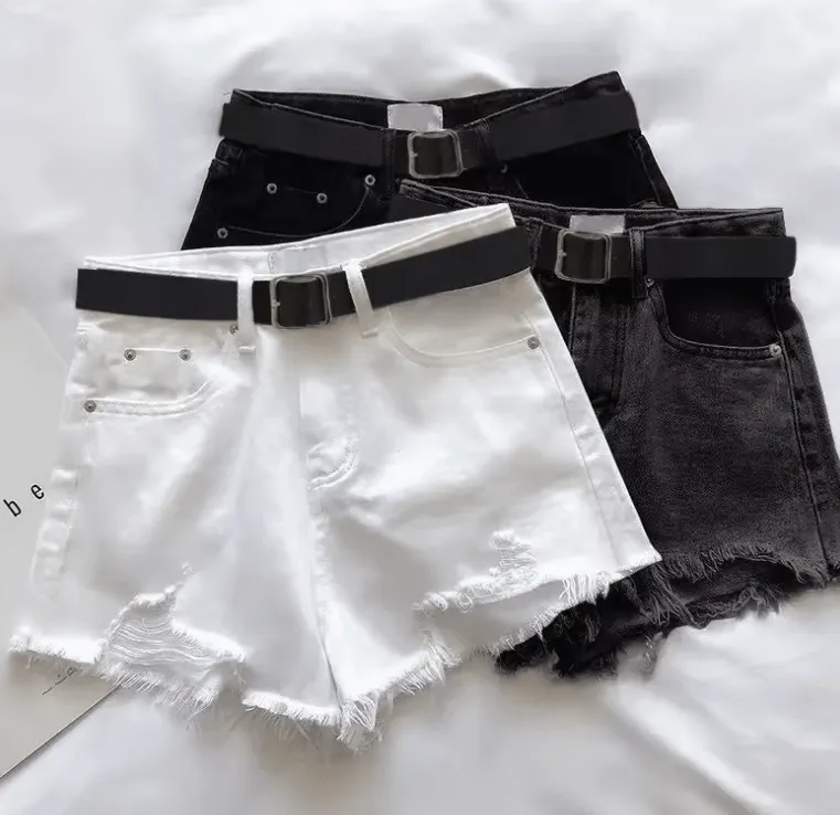 Women’s High-Waist Denim Shorts with Belt | Chic A-Line Jean Shorts for Summer