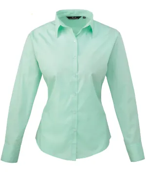 Womens poplin long sleeve blouse | Aqua