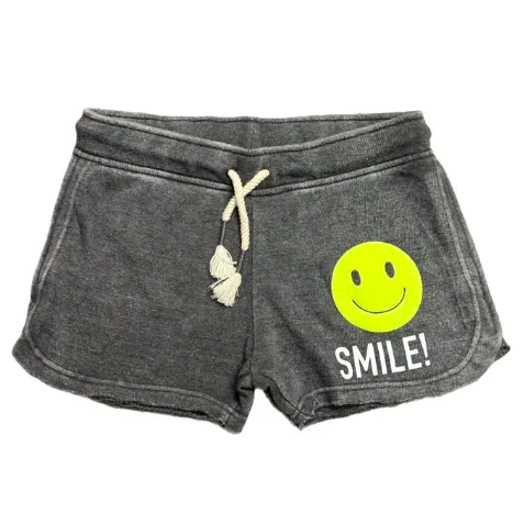Yellow Smile Burnout Shorts - Grey (Sample Sale)